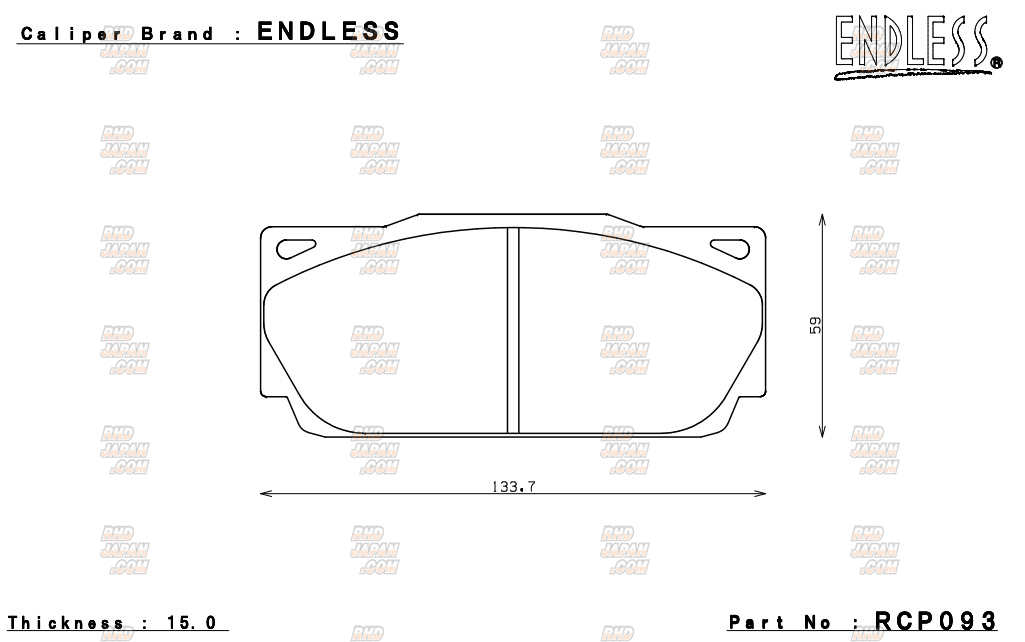Endless Brake Pads Set Circuit Compound CC38 (ME22) Endless Caliper - RCP093